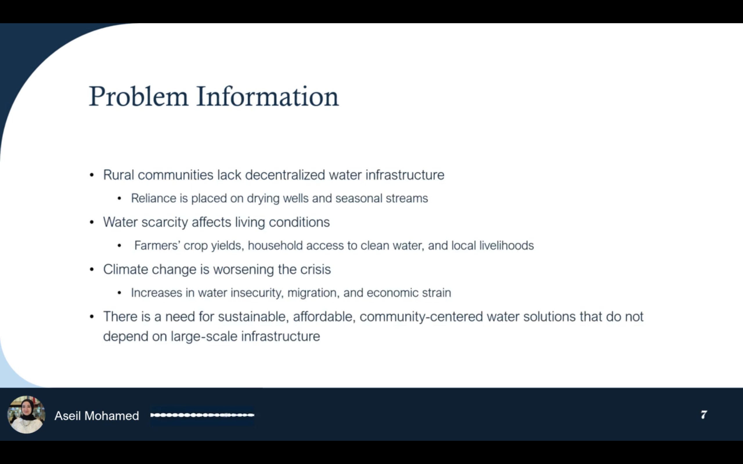 Screenshot of student presentation